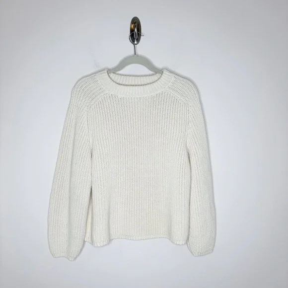Ozma Elia Crewneck Organic Cotton Chunky Sweater Ecru